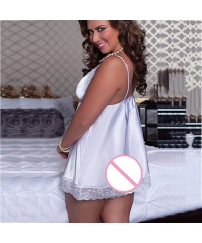 Sleepwear Womens Nightgown Sexy Sleep Shirt Dress Plus Size Lace Lingerie Temptation Babydoll Nightdress - White - CT196H3RYI...