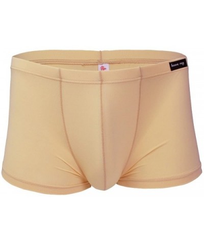 Men's Silky Boxer Briefs Shorts Bugle Pouch Underwear - Nude - CT12FVWYURH $23.66 Boxers