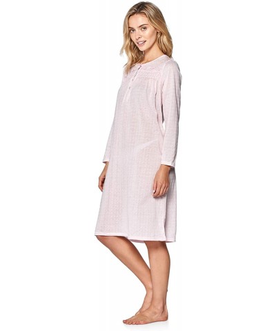 Women's Square Neck Long Sleeve Lace Floral Nightgown - Pink Pointelle - CL18M568AMQ $30.50 Nightgowns & Sleepshirts