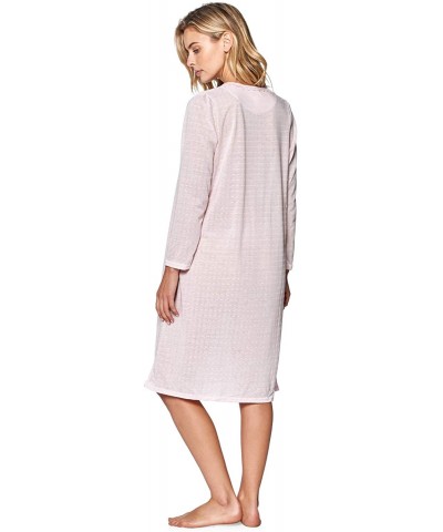 Women's Square Neck Long Sleeve Lace Floral Nightgown - Pink Pointelle - CL18M568AMQ $30.50 Nightgowns & Sleepshirts