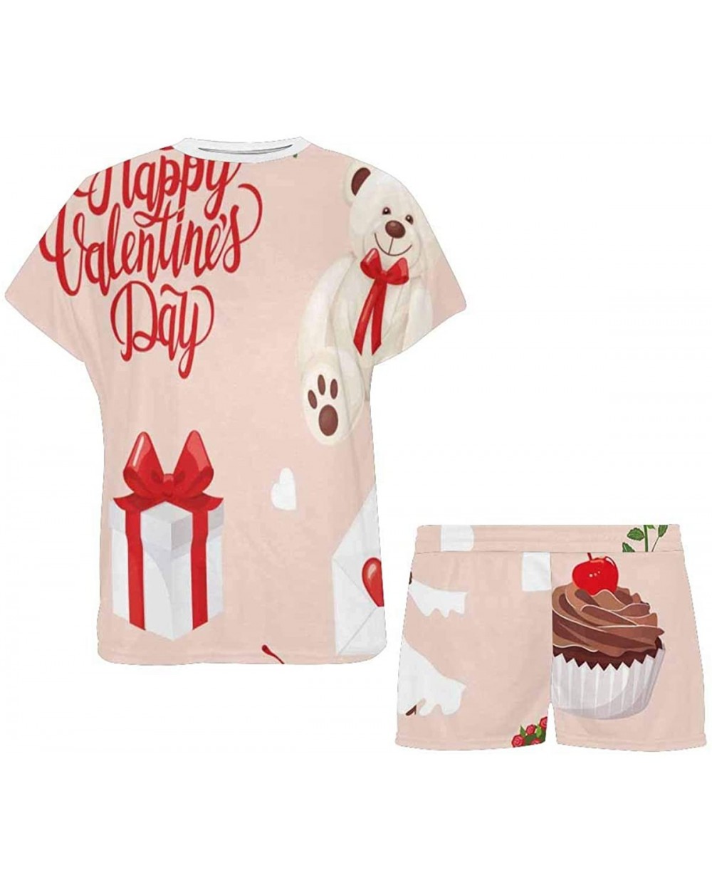 Valentine's Day Teddy Bear Women Pajama Sets Sleepwear Casual Comfy Sleep Night Shirt - Multi 1 - C719CGN9YG8 $64.05 Sets