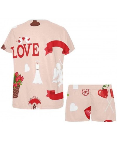 Valentine's Day Teddy Bear Women Pajama Sets Sleepwear Casual Comfy Sleep Night Shirt - Multi 1 - C719CGN9YG8 $64.05 Sets