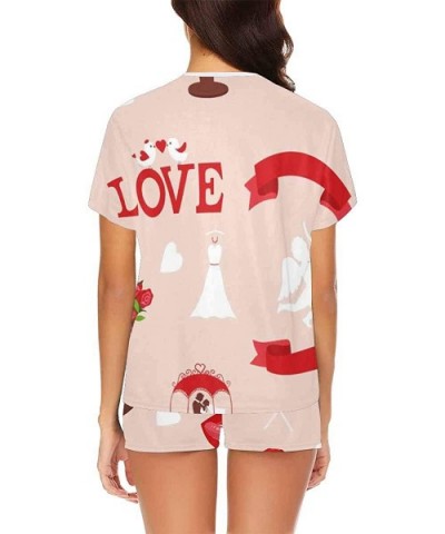 Valentine's Day Teddy Bear Women Pajama Sets Sleepwear Casual Comfy Sleep Night Shirt - Multi 1 - C719CGN9YG8 $64.05 Sets