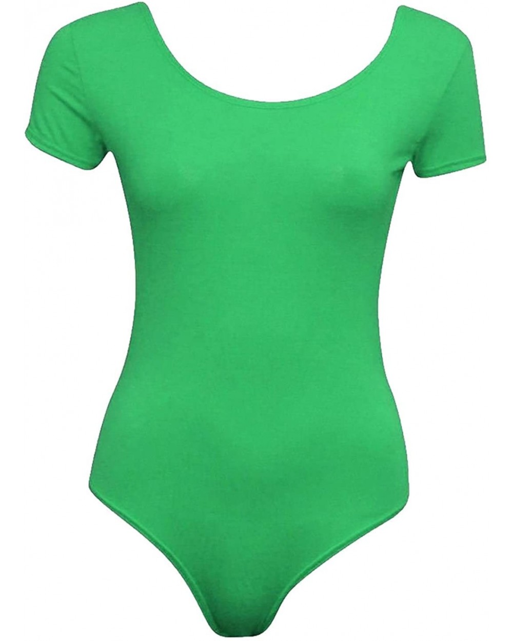 Ladies Plain Cap Sleeve Dance Wear Stretch Bodysuit Womens Leotard Sports Top S/M/L - Jade Green - CS180A3UIX0 $26.64 Shapewear