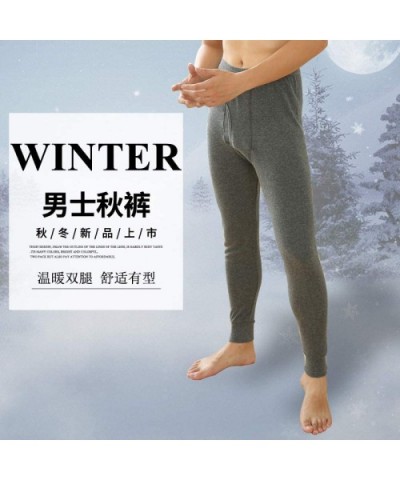 New Men's Warm Pants Cotton Leggings Foundation Solid Color Autumn Pants Men's Underwear Cotton Pants - Shallow Gray - CG194C...