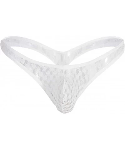 Men's G-String Low Rise Hollow Net Holes See Through Breathable Fresh Bugle Underwear Briefs Summer Beach - White - CX18TR8EN...