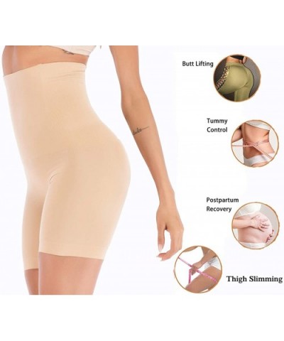 Women's High Waist Control Panties Seamless Shapewear Thigh Slimmer Boyshort Breathable Slip Shaper - Beige - CR18ZGAZ23N $16...