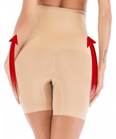 Women's High Waist Control Panties Seamless Shapewear Thigh Slimmer Boyshort Breathable Slip Shaper - Beige - CR18ZGAZ23N $16...