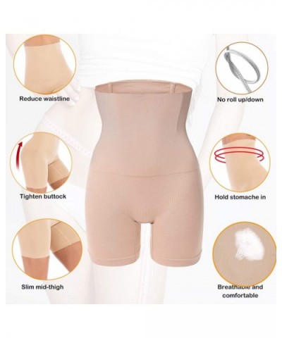 Women's High Waist Control Panties Seamless Shapewear Thigh Slimmer Boyshort Breathable Slip Shaper - Beige - CR18ZGAZ23N $16...