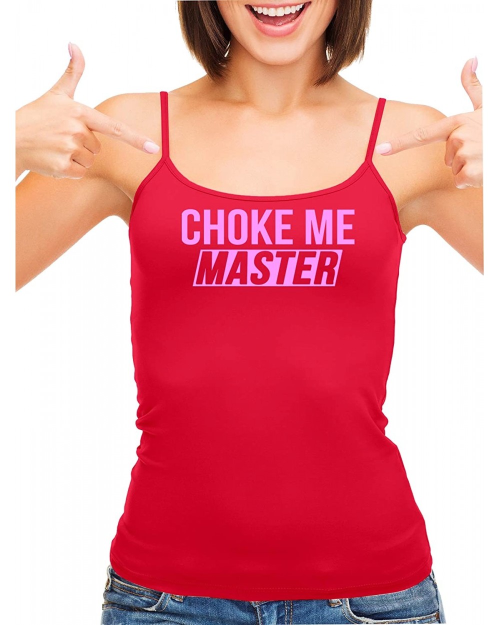 Choke Me Master Dominate Me Your Slut Red Camisole Tank Top - Bubble Gum - CK19655LMTA $35.25 Camisoles & Tanks