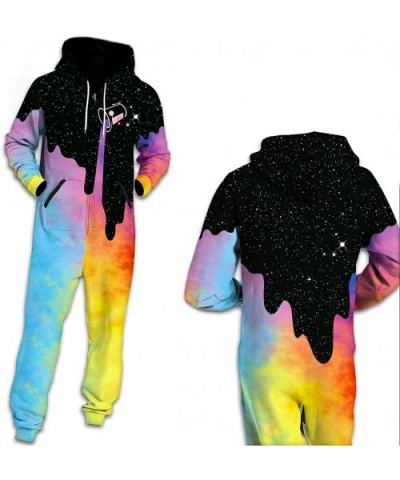 Unisex 3D Print Jumpsuits Galaxy Animal Hooded One Piece Pajama - Pouring Milk - CA18YSHTMXM $72.23 Sleep Sets