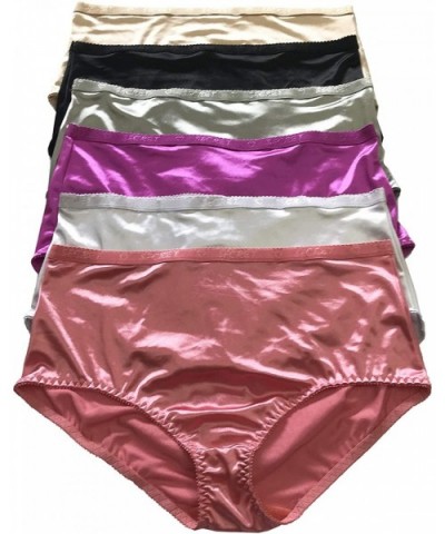 Women Satin 6 Pack of Plain Satin Shining Underwear Various Styles - 10072 - CU18IHHQY8I $32.14 Panties