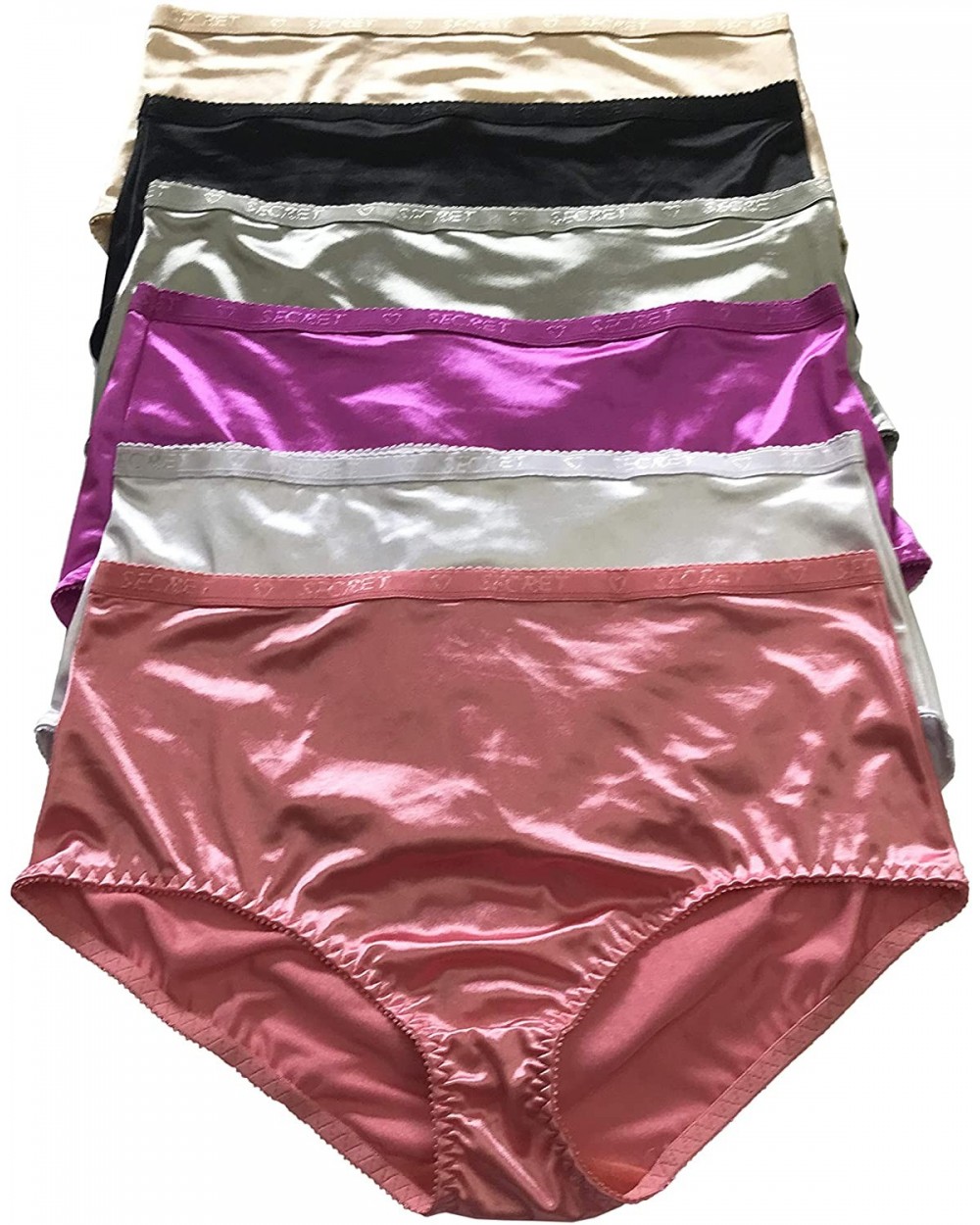 Women Satin 6 Pack of Plain Satin Shining Underwear Various Styles - 10072 - CU18IHHQY8I $32.14 Panties