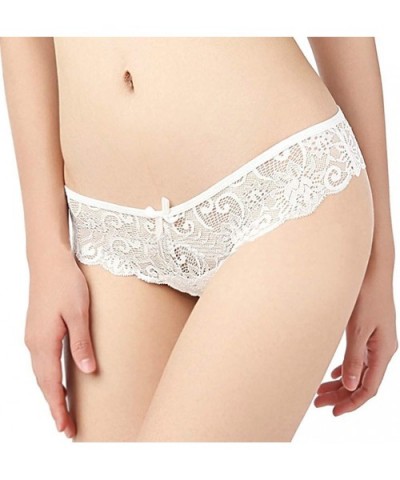 Women's Lace Thong Hollowed Out Cheeky Sexy Low Waist See Through Sexy T Back Panties Briefs Underwear - White - CK194RN0MG9 ...