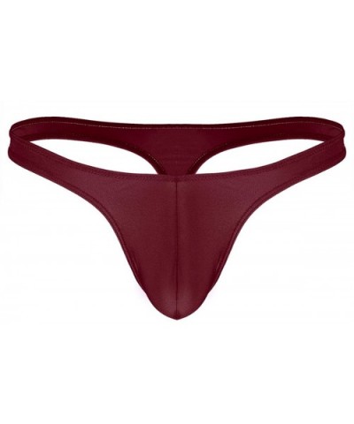 Men's Thong Ultra Thin Ice Silk G-String Comfort Thongs Low Raise Underwear - Wine Red - CT18E4RK6T5 $22.18 G-Strings & Thongs