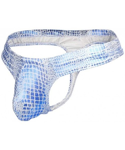 Hot G-Strings Briefs Low-Waist Snake Fabric U Convex Sexy Gays Thong Underwear - Blue - C618X3ZAQIL $13.28 Briefs