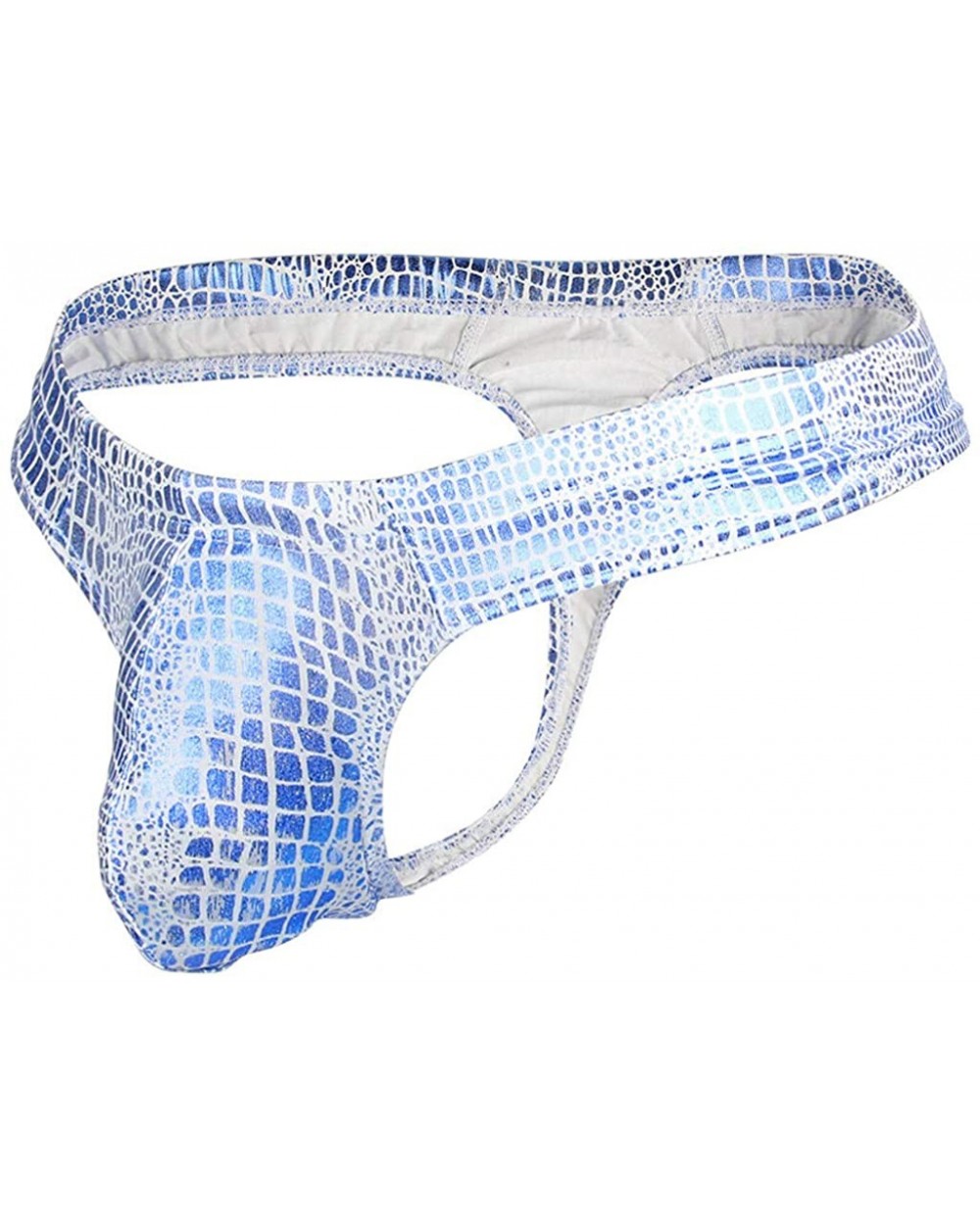 Hot G-Strings Briefs Low-Waist Snake Fabric U Convex Sexy Gays Thong Underwear - Blue - C618X3ZAQIL $13.28 Briefs