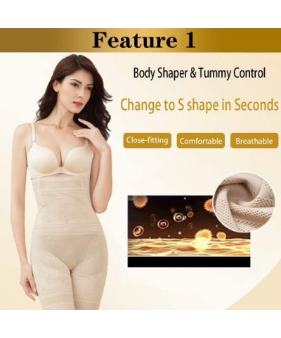 Women's Shapewear Thigh Slimmer Hi-Waist Lace Tummy Control Body Shaper Smooth Slip Short Butt Lifter Panties - Nude - CQ18U6...