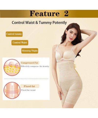 Women's Shapewear Thigh Slimmer Hi-Waist Lace Tummy Control Body Shaper Smooth Slip Short Butt Lifter Panties - Nude - CQ18U6...