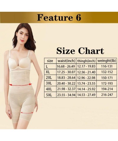 Women's Shapewear Thigh Slimmer Hi-Waist Lace Tummy Control Body Shaper Smooth Slip Short Butt Lifter Panties - Nude - CQ18U6...