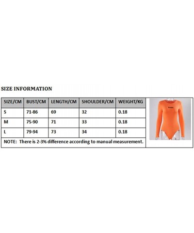 Women's Babe Long Sleeve Round Neck Bodysuits Jumpsuits - Orange - CR1887WRCGS $29.30 Shapewear