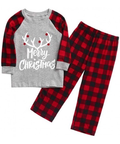 Matching Christmas Pajamas Sleepwear Letter Printed Long Sleeve Tops Green Striped Pajamas Pant Set - Kid - CJ18AE0GTL5 $43.2...