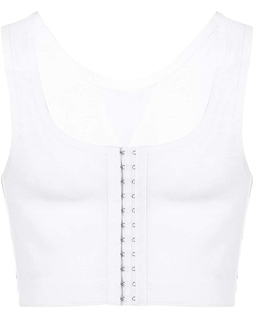 Men's Hooks Vest Shapewear Gynecomastia Compression Shirts Body Chest Support Crop Top - White - CK197RR657X $33.22 Shapewear