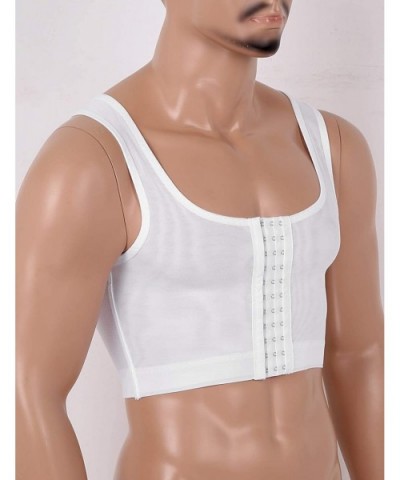 Men's Hooks Vest Shapewear Gynecomastia Compression Shirts Body Chest Support Crop Top - White - CK197RR657X $33.22 Shapewear