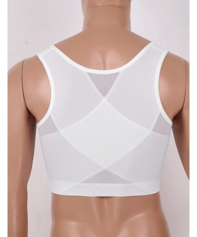 Men's Hooks Vest Shapewear Gynecomastia Compression Shirts Body Chest Support Crop Top - White - CK197RR657X $33.22 Shapewear