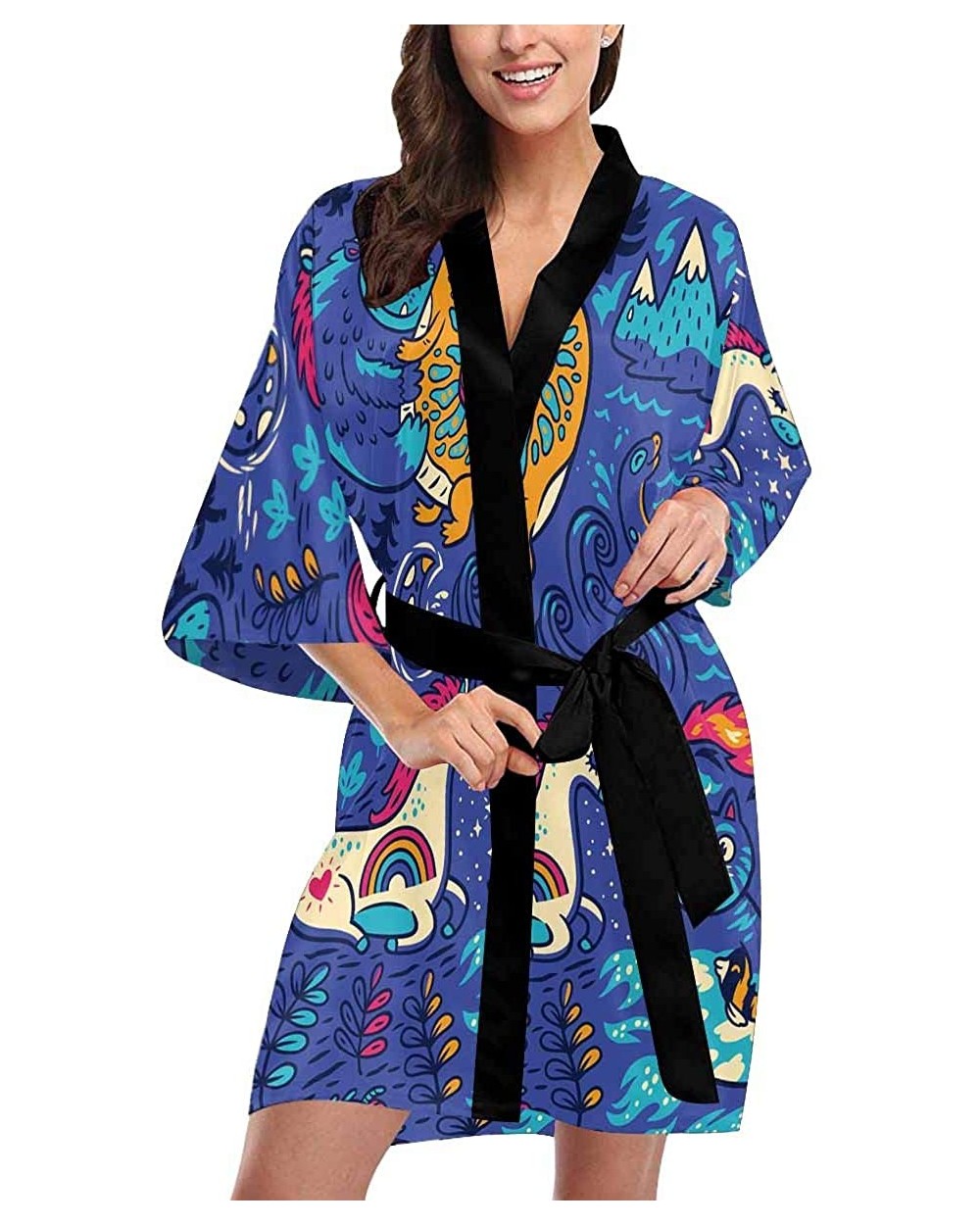 Custom Fantastic Animals Dragon Women Kimono Robes Beach Cover Up for Parties Wedding (XS-2XL) - Multi 1 - CP194X7QK5H $78.84...