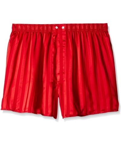 Men's Satin Stripe Boxer-Big Short - Red - CO112EN8GC7 $22.70 Boxers