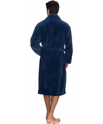 Men's Super Soft Plush Bathrobe Fleece Spa Robe - Bijou Blue - CZ12O75BNG1 $69.14 Robes