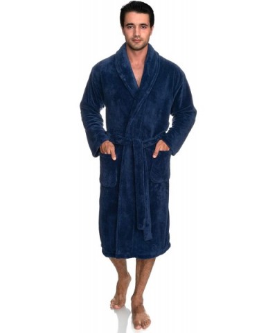 Men's Super Soft Plush Bathrobe Fleece Spa Robe - Bijou Blue - CZ12O75BNG1 $69.14 Robes