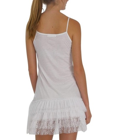 Women High Low Knit Lace Ruffle Full Slip Top Mini Dress Extender - White - C2186SNR2H9 $32.65 Slips