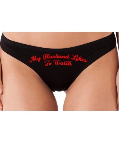 My Husband Likes to Watch Swinger Black Thong Underwear - Red - CS195GUTKW6 $23.15 Panties