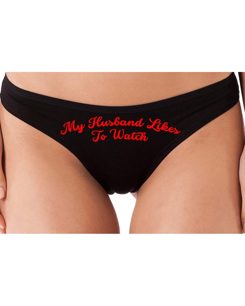 My Husband Likes to Watch Swinger Black Thong Underwear - Red - CS195GUTKW6 $23.15 Panties