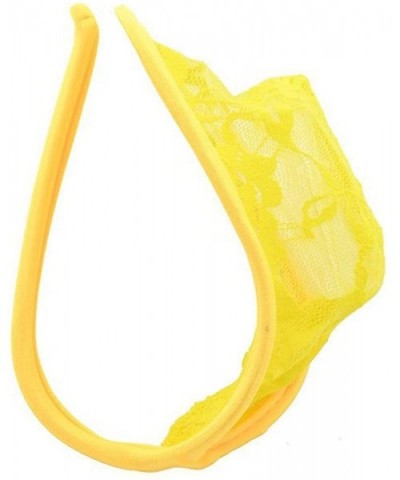 G-Strings Thongs Mens Sexy Lace Elastic String T-Back Cooling Underwear Underpants Free Size - Yellow - CA18X3XWGDX $15.00 G-...