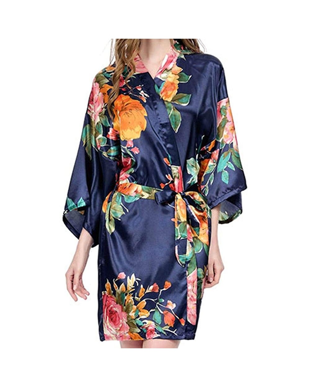 Watercolor Floral Robes Style EB3271B - Navy - C918M2ZHWCY $38.33 Robes