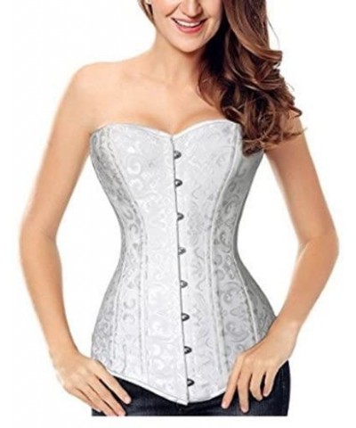 Steel Boned Longline Overbust Sexy Corset Hourglass Waist Training Bustier - White - C6188WU00NN $53.09 Bustiers & Corsets