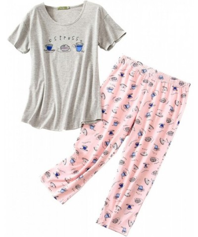 Women's Cute Sleepwear Tops with Capri Pants Pajama Sets - Espresso - C2198R8YCD8 $36.34 Sets