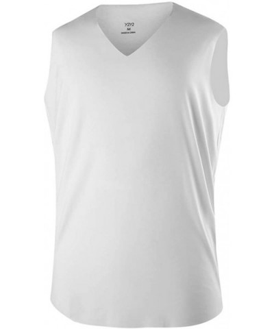 Men's V-Neck Muscle T-Shirt - White - CD18AH42O4Z $27.81 Undershirts