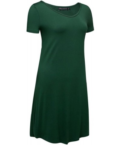 Women's Nightshirt Comfy Sleepwear Knit Nightdress Short Sleeve Nightgown - Forest Green - CB18CMRY2L7 $28.06 Nightgowns & Sl...