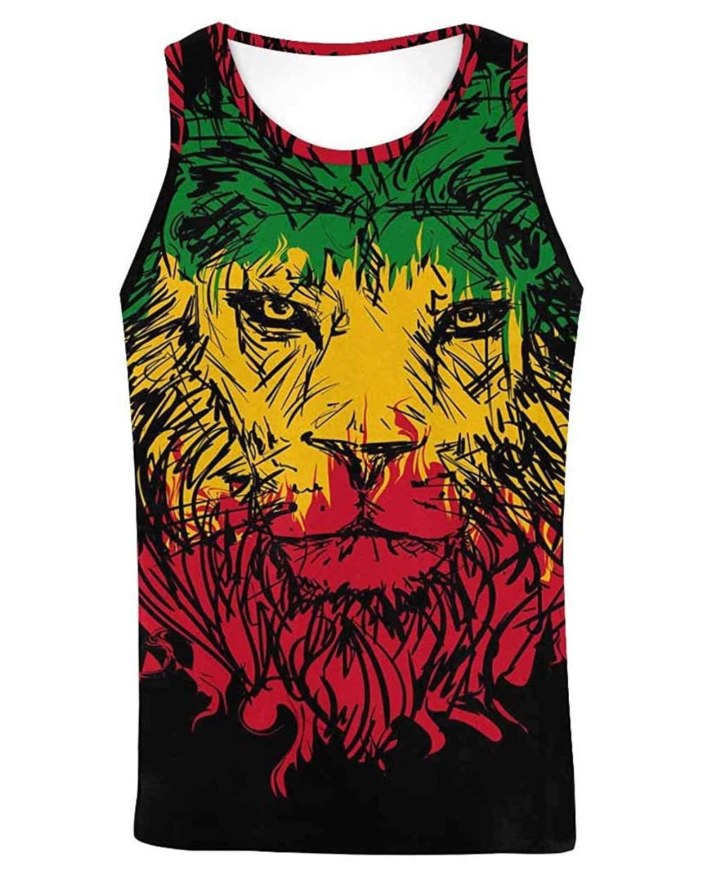 Men's Muscle Gym Workout Training Sleeveless Tank Top Lion by Oil Painting - Multi2 - CO19D0R8HYN $46.30 Undershirts