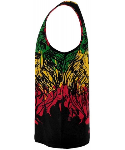 Men's Muscle Gym Workout Training Sleeveless Tank Top Lion by Oil Painting - Multi2 - CO19D0R8HYN $46.30 Undershirts