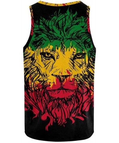 Men's Muscle Gym Workout Training Sleeveless Tank Top Lion by Oil Painting - Multi2 - CO19D0R8HYN $46.30 Undershirts