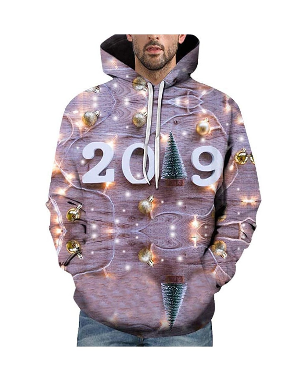 2019 Unisex 3D Realistic Digital Print Pullover Hoodie Hooded Sweatshirt S-4XL - Pink - CP18ZWCME08 $34.12 Robes