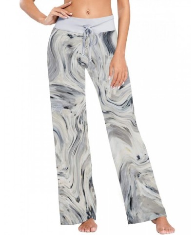 White Gray Marble Ink Women's Pajama Pants Lounge Sleep Wear - Multi - CV19D0A8SZH $38.31 Bottoms