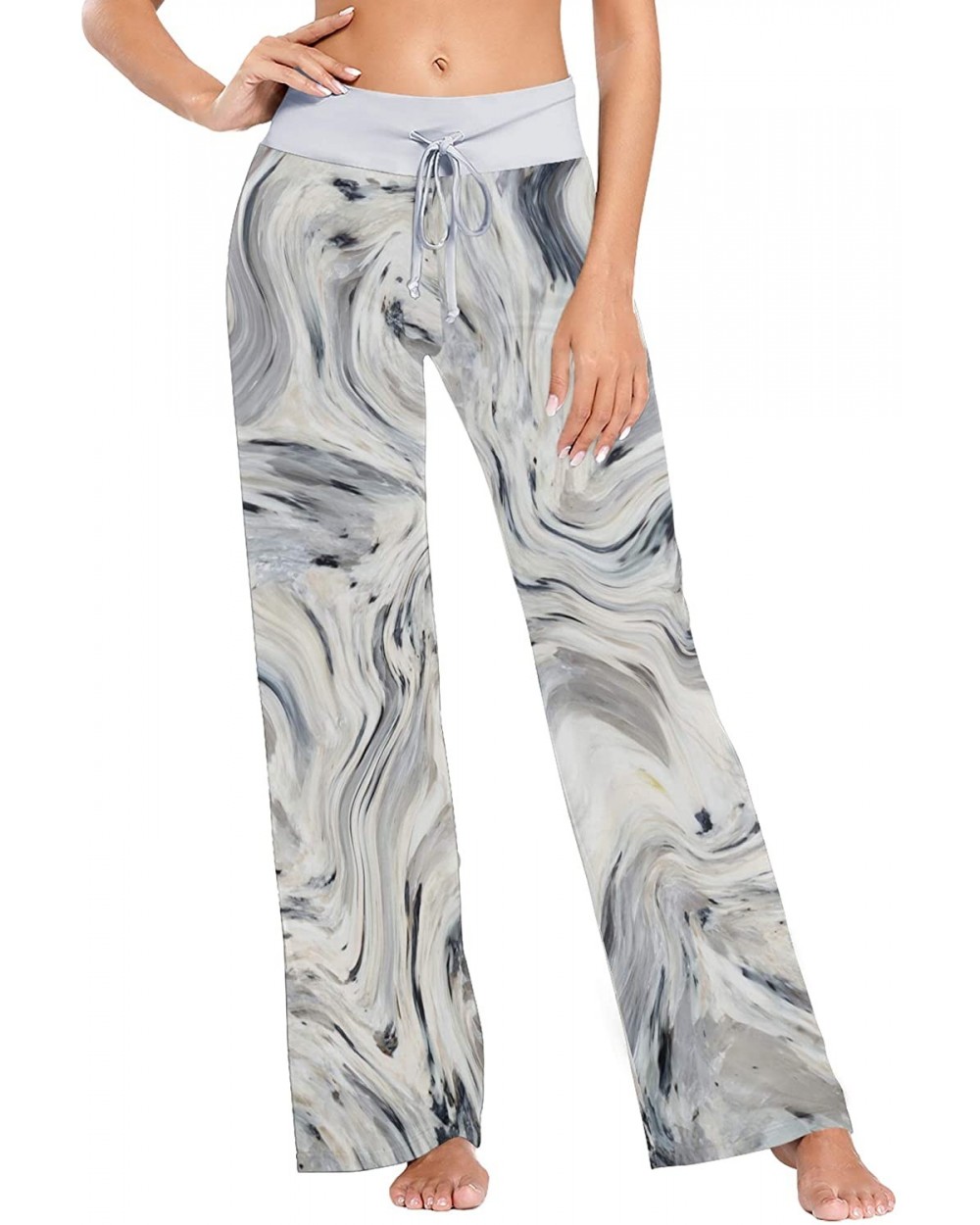 White Gray Marble Ink Women's Pajama Pants Lounge Sleep Wear - Multi - CV19D0A8SZH $38.31 Bottoms