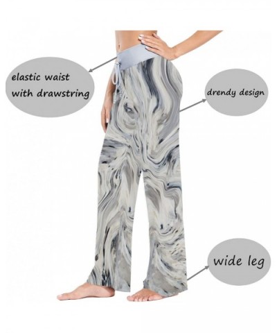 White Gray Marble Ink Women's Pajama Pants Lounge Sleep Wear - Multi - CV19D0A8SZH $38.31 Bottoms