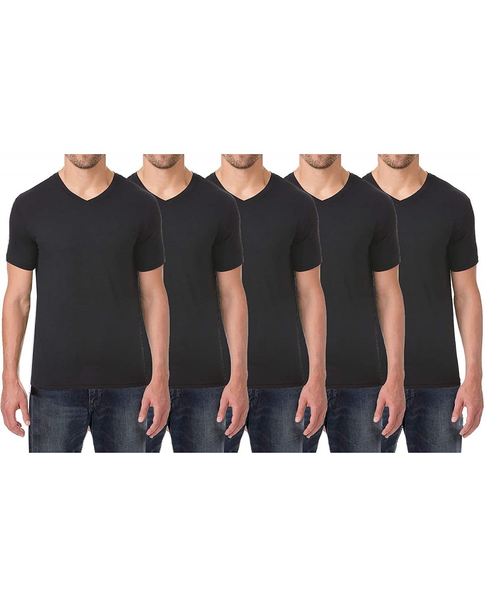 Men's Short Sleeve V-Neck Cotton Stretch Tees - Black - Black - Black - Black - Black - CV18WRX0GWI $60.68 Undershirts